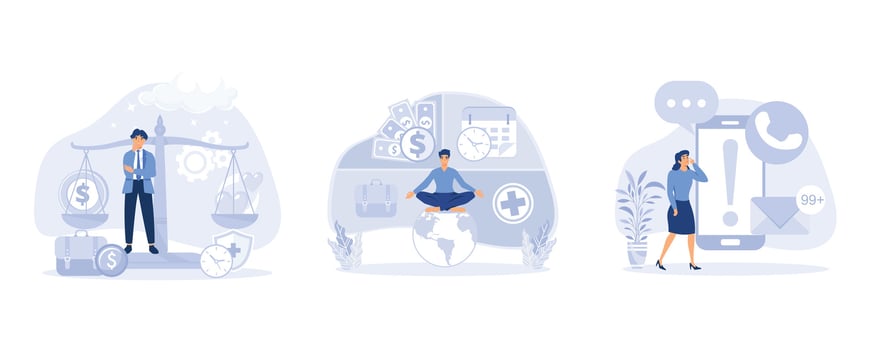 Stress management. Mindfulness and meditation at work concept. flat modern vector illustration