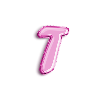 Brilliant balloon alphabet letter T in pink color. 3d rendering realistic metallic hot air balloon, ready to use for your birthday celebration and party, isolated with transparent background png
