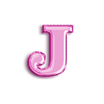 Brilliant balloon alphabet letter J in pink color. 3d rendering realistic metallic hot air balloon, ready to use for your birthday celebration and party, isolated with transparent background png