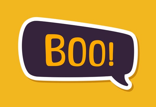 Speech bubble with text Boo digital sticker sound effect vector illustration