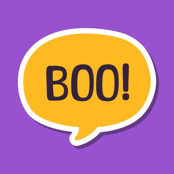 Speech bubble with text Boo digital sticker vector illustration