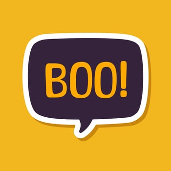 Speech bubble with text Boo digital sticker vector illustration