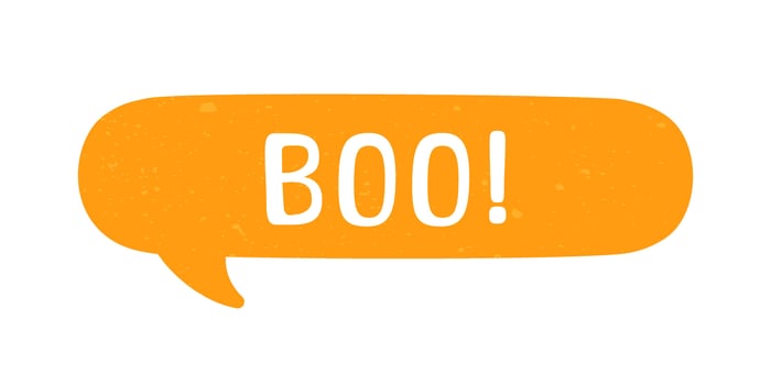 Speech bubble with text Boo digital sticker vector illustration