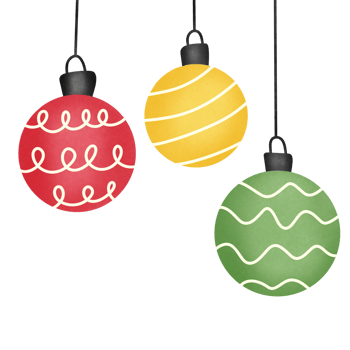 Drawing of Christmas balls isolated on transparent background for usage as an illustration and holidays decoration concept png