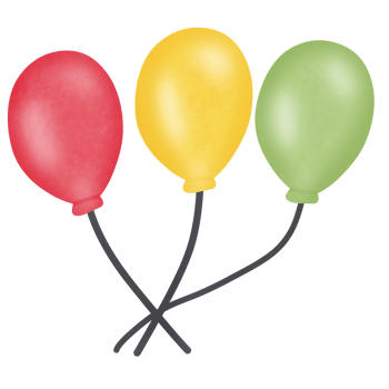 Drawing of colorful of balloon isolated on transparent background for usage as an illustration and a decorative element png