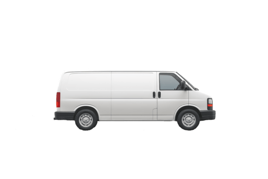 Van vector mock-up. Isolated template of box truck on transparent background. Vehicle branding mockup. png