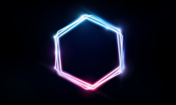 Abstract Modern colored poster for sports Light out technology and with neon hexagon and triangles. Hitech communication concept innovation background,  vector design