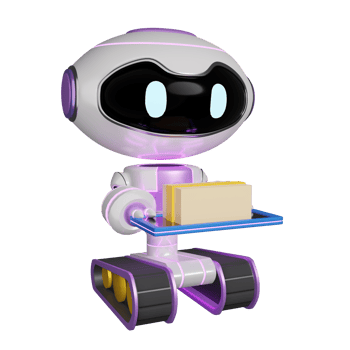 Robot automation delivery package 3d render AI robot illustration png