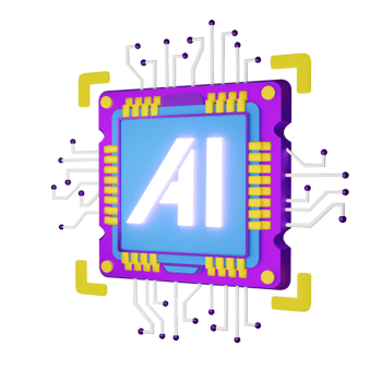AI processor chip circuit 3d render AI robot icon png