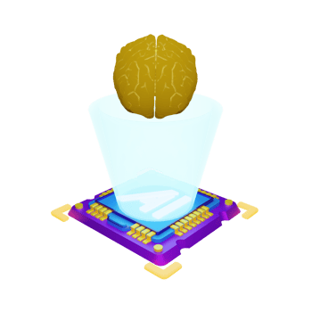 Brain circuit 3d render AI robot icon png