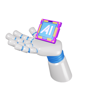AI computer chip in hand 3d render AI robot illustration png
