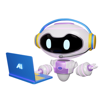 Virtual assistant with 3d render AI robot illustration png