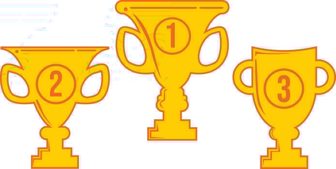 Set of Trophy cup, award, vector icon in flat style
