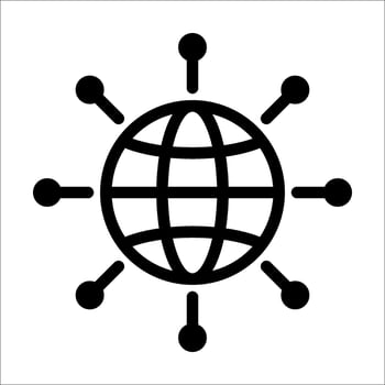 Digital technology, social network, global connect, simple business logo. Black icon on white background vector