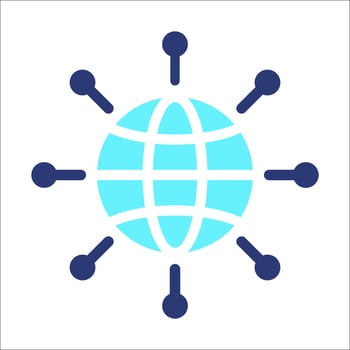 Digital technology, social network, global connect, simple business logo. Black icon on white background vector