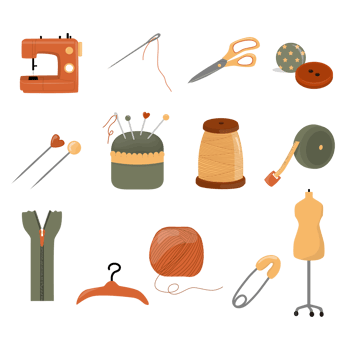 Set of sewing equipment png