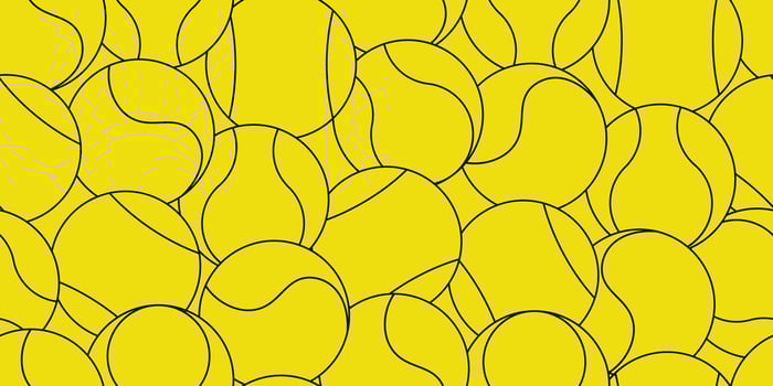 outline tennis ball seamless pattern isolated on yellow background vector