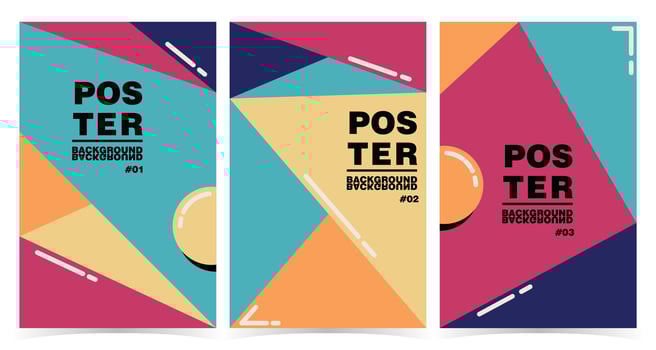 Set of 3 vector abstract brutalism geometric poster background illustration