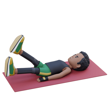 Dynamic 3D Sporty Male Character Rocking the Abs Scissor Kick Crunch Workout at the Gym png