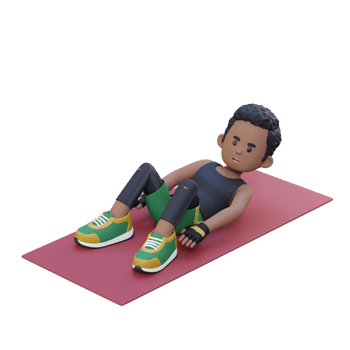 Dynamic 3D Sporty Male Character Mastering the Hell Touch Workout at Home Gym png