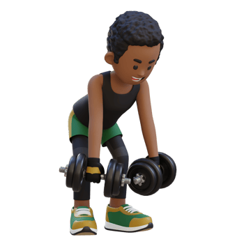 3D Sportsman Character Performing Dumbbell Bent Over Reverse Fly png