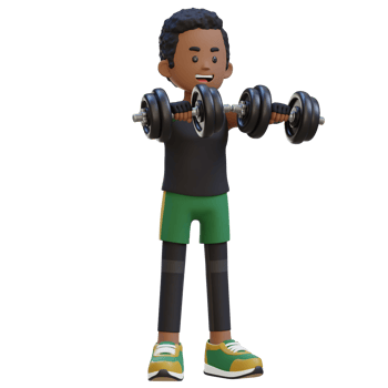 3D Sportsman Character Performing Dumbbell Front Raise png
