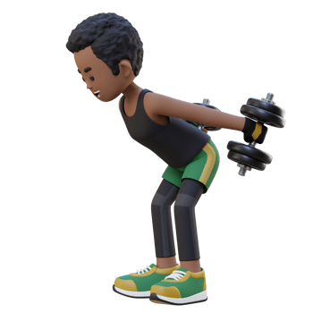 3D Sportsman Character Performing Dumbbell Kickbacks png