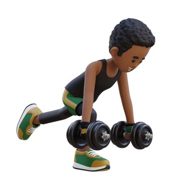 3D Sportsman Character Performing Dumbbell Single Leg Deadlift right png