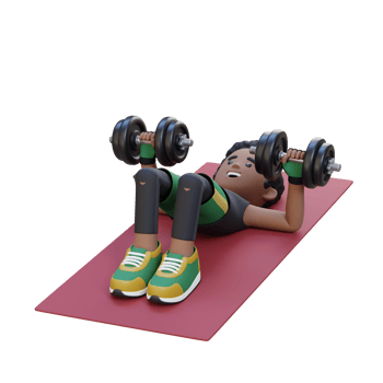 3D Sportsman Character Performing Dumbbell Decline Floor Press png