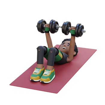 3D Sportsman Character Performing Dumbbell Decline Floor Press png