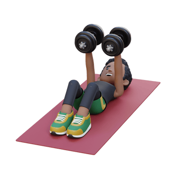 3D Sportsman Character Performing Dumbbell Chest Fly png