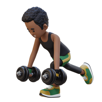 3D Sportsman Character Performing Dumbbell Single Leg Deadlift left png