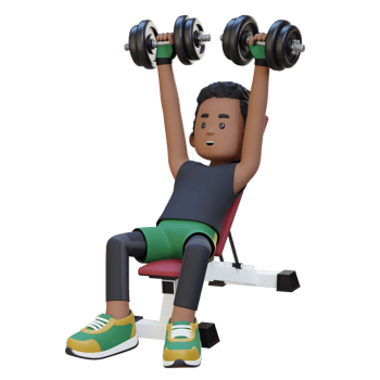 3D Sportsman Character Building Upper Body Strength with Incline Bench Dumbbell Chest Press png