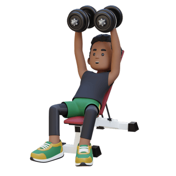 3D Sportsman Character Sculpting Muscular Chest with Incline Bench Dumbbell Chest Fly png