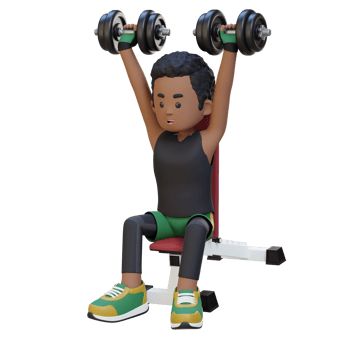 3D Sportsman Character Sculpting Strong Shoulders with Dumbbell Shoulder Bench Press png