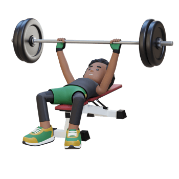3D Sportsman Character Building Strength with Barbell Bench Press Exercise png