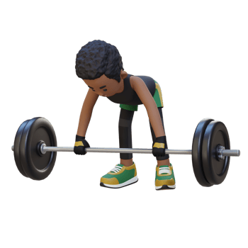 3D Sportsman Character Sculpting Back Muscles with Bent Over Row Workout png