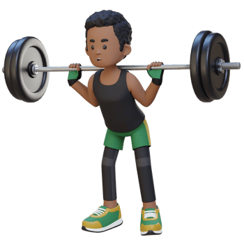 3D Sportsman Character Building Lower Body Strength with Barbell Squat Workout png