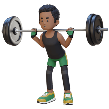 3D Sportsman Character Building Lower Body Strength with Barbell Squat Workout png