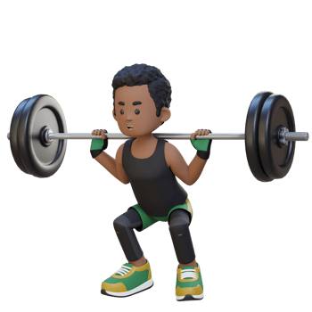 3D Sportsman Character Building Lower Body Strength with Barbell Squat Workout png