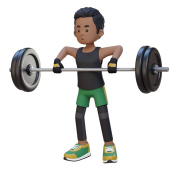 3D Sportsman Character Strengthening Shoulder Muscles with Upright Row Workout png