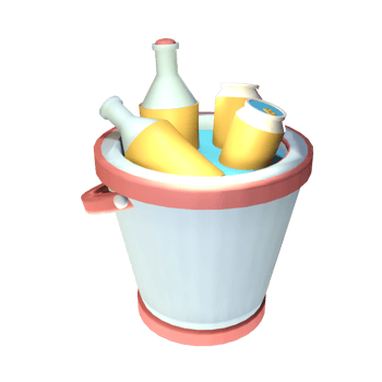 3D summer bucket of drink icon rendered isolated on the transparent background. Simple and elegant objects for your design. png