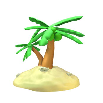 3D summer coconut tree icon rendered isolated on the transparent background. Simple and elegant objects for your design. png
