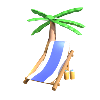 3D summer beach chair icon rendered isolated on the transparent background. Simple and elegant objects for your design. png