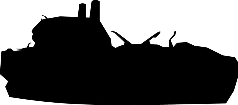 Shipwreck icon vector illustration. Shipwreck silhouette for icon, symbol or sign. Shipwreck symbol for design about seascape, underwater, sea, deep sea or ocean. Single icon vector