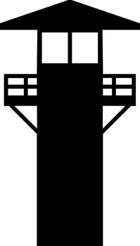 Watchtower icon vector illustration. Guard tower silhouette for icon, symbol or sign. Guard post symbol for design about security, military, safety, jail, prison and patrol