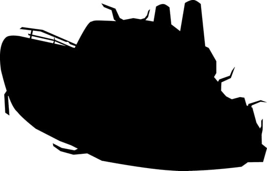 Shipwreck icon vector illustration. Shipwreck silhouette for icon, symbol or sign. Shipwreck symbol for design about seascape, underwater, sea, deep sea or ocean. Single icon vector