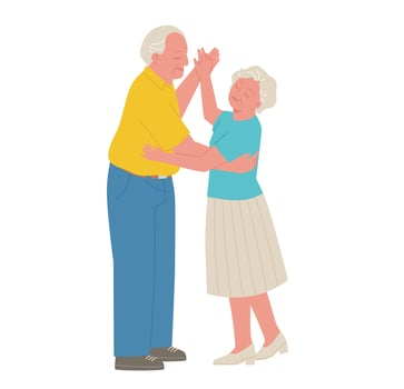 Two older couples are dancing together. Hand drawn illustrations in realistic proportions. vector