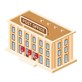 Isometric Post Office Building Isolated on White Background. vector