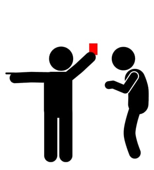 red card and yellow card by a football match referee. silhouette vector